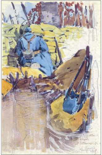 Mathurin Méheut, Guetteur dans l’entonnoir, 1915.
