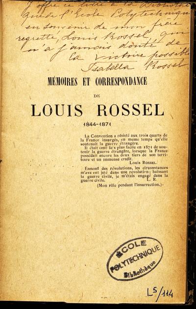 Mémoires et correspondance de Louis Rossel