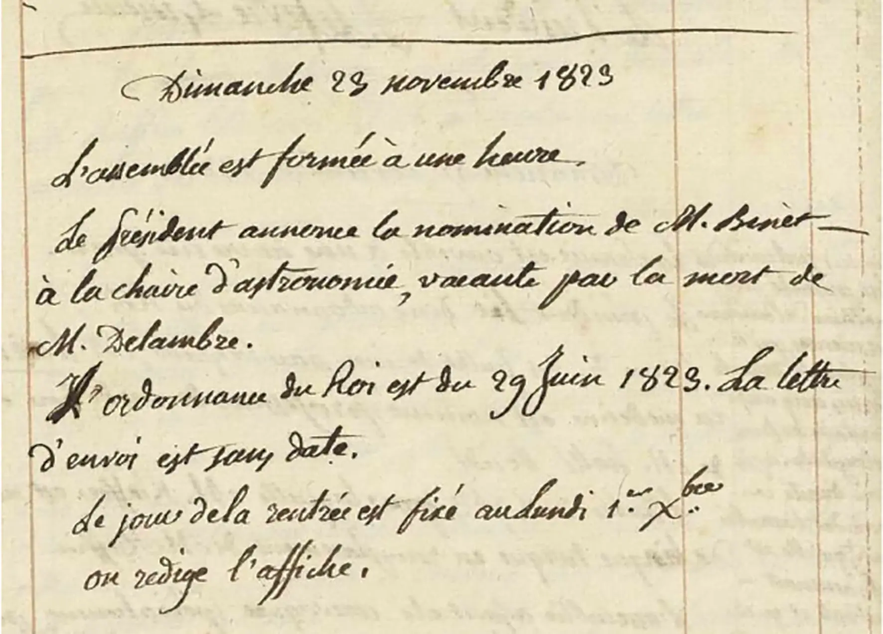 Nomination de Binet, 23 novembre 1823.