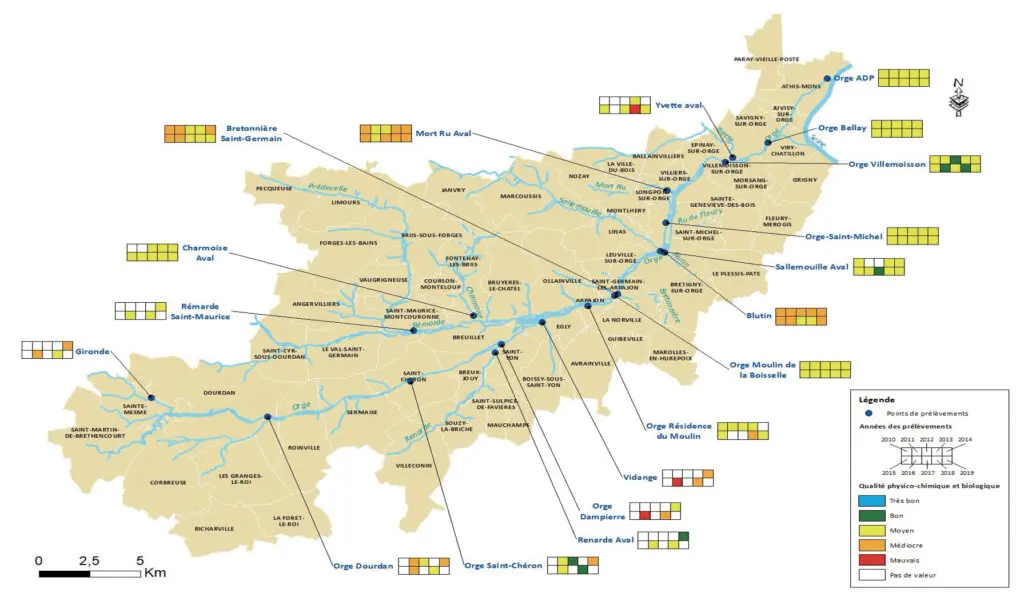 Périmètre géographique de l’Orge et suivi qualité : d’Athis-Mons 
à Saint-Martin.