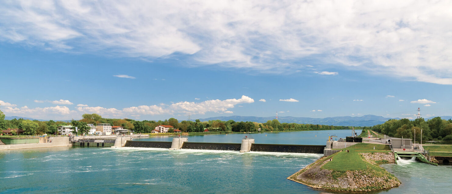 Le barrage de Vogelgrun en Alsace, intégré au projet européen XFLEX HYDRO.